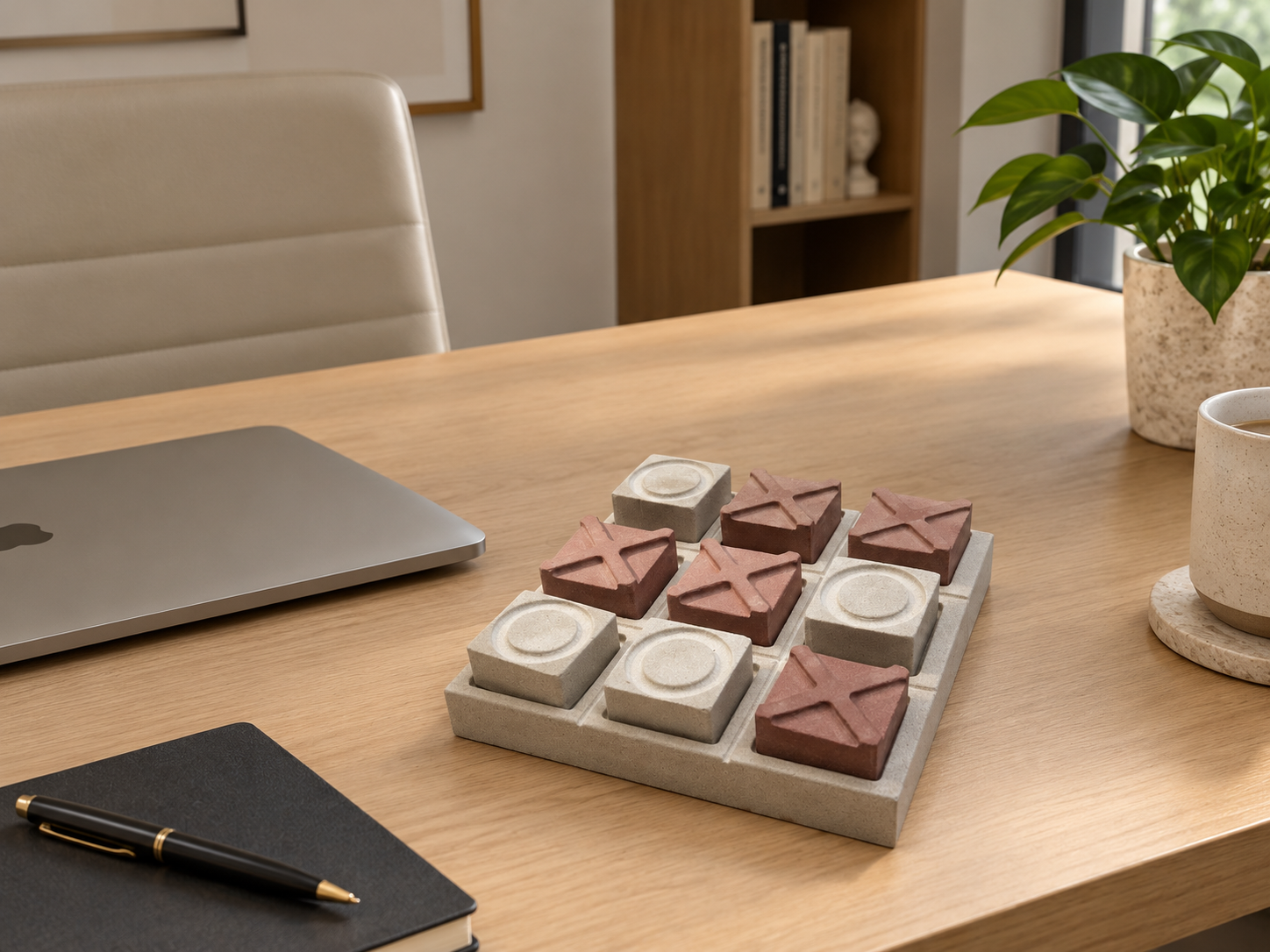 Marmex Stone Tic Tac Toe Game Set I Natural Stone Board I Gift for kids and Adults I Criss Cross 
